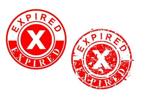 Simple Vector, Set 2 Circle Red Rubber Stamp, Expired, isolated on white Stock Illustration