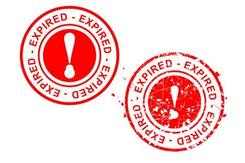 Simple Vector, Set 2 Circle Red Rubber Stamp, Expired, isolated on white Stock Illustration