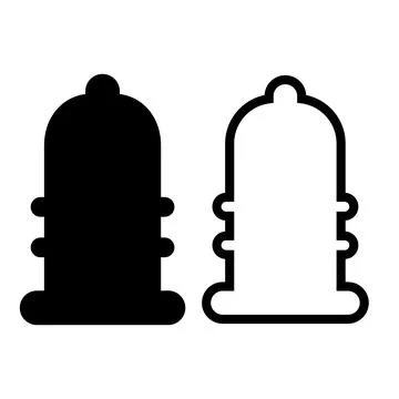 Simple vector set 2 condom, silhouette and outline Stock Illustration