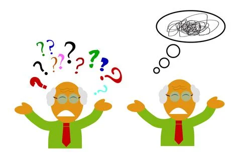 Simple Vector Set 2 Confuse or stress Old Man, Isolated on White Stock Illustration