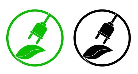 Simple Vector Set 2 Go Green Electricity, isolated on white Stock Illustration