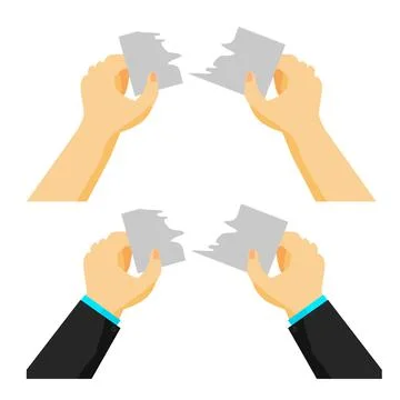 Simple Vector Set 2 Hand, Ripping a piece of blank paper or card Stock Illustration