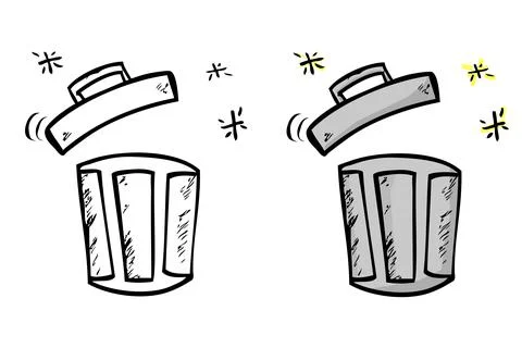 Simple Vector Set 2 Hand Draw Sketch of sparkling Closed Clean and tidy trash Stock Illustration