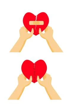 Simple Vector Set 2 Illustration for Fixing a Broken Heart, Isolated on White Stock Illustration