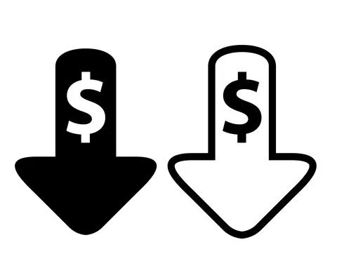 Simple Vector Set 2 Illustration Symbol, Crisis, Down Arrow and Dollar Stock Illustration