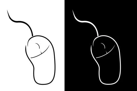 Simple Vector Set 2 Outline Wired Computer Mouse, White and Black Illustrazione stock