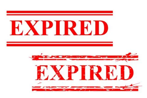 Simple Vector, Set 2 Rectangle Red Rubber Stamp, Expired, isolated on white Stock Illustration