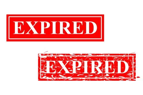 Simple Vector, Set 2 Rectangle Red Rubber Stamp, Expired, isolated on white Illustrazione stock