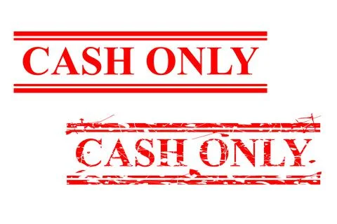 Simple Vector Set 2 Red Rectangle Rubber Stamp Effect, Cash Only, grunge and  Stock Illustration