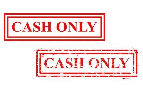 Simple Vector Set 2 Red Rectangle Rubber Stamp Effect, Cash Only, grunge and  Illustrazione stock