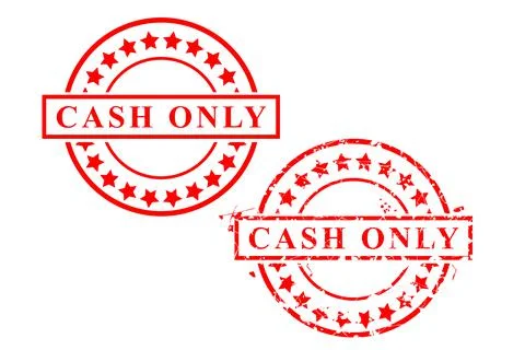 Simple Vector Set 2 Red Circle Rubber Stamp Effect, Cash Only, grunge and Cle Illustrazione stock