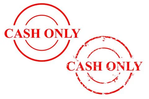 Simple Vector Set 2 Red Circle Rubber Stamp Effect, Cash Only, grunge and Cle Illustrazione stock