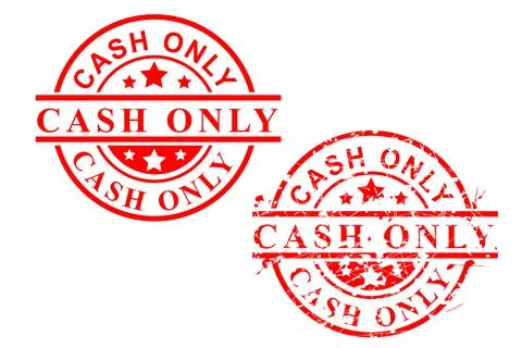 Simple Vector Set 2 Red Circle Rubber Stamp Effect, Cash Only, grunge and Cle Stock Illustration
