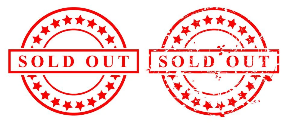 Simple Vector Set 2 Red rust Circle Rubber Stamp, Sold Out isolated on white Illustrazione stock