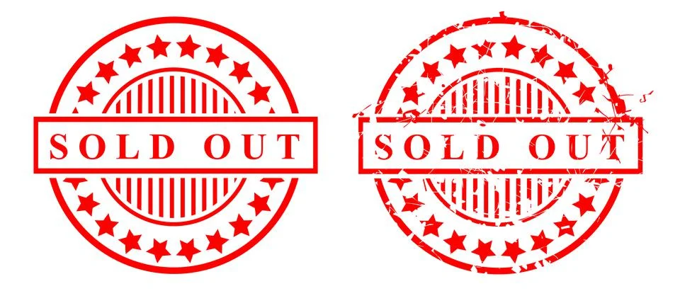 Simple Vector Set 2 Red rust Circle Rubber Stamp, Sold Out isolated on white Illustrazione stock