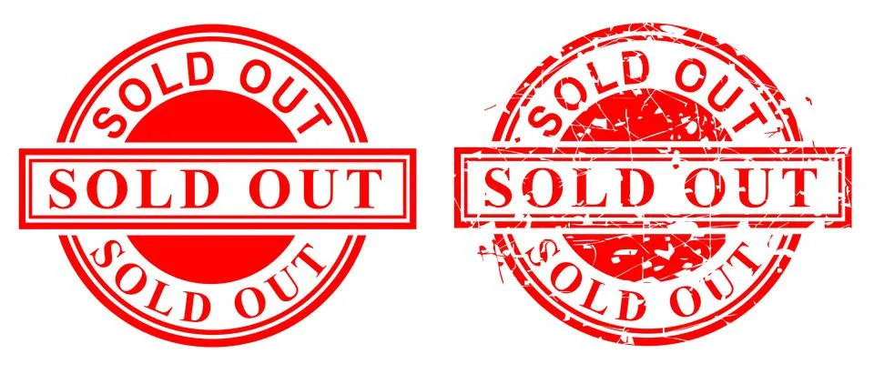 Simple Vector Set 2 Red rust Circle Rubber Stamp, Sold Out isolated on white Illustrazione stock