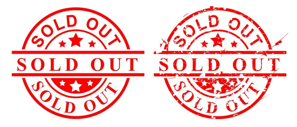 Simple Vector Set 2 Red rust Circle Rubber Stamp, Sold Out isolated on white Stock Illustration