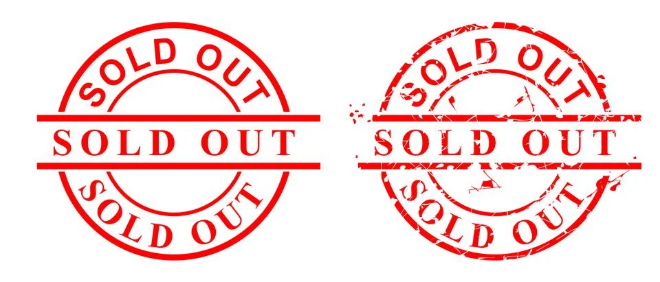 Simple Vector Set 2 Red rust Circle Rubber Stamp, Sold Out isolated on white Illustrazione stock