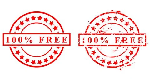 Simple Vector Set 2 Rust Red Circle Rubber Stamp, 100 Percent or % Free Stock Illustration