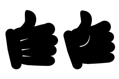 Simple Vector Set 2 Silhouette Doodle Sign, Thumb Up Stock Illustration