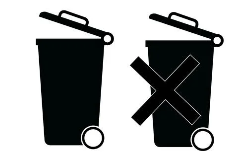 Simple Vector Set 2 Silhouette of trash bin, Isolated on White Illustrazione stock