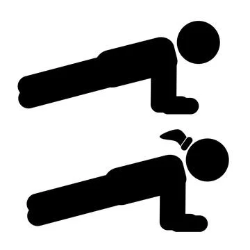 Simple Vector Set 2 Stick man and Woman Workout plank, Isolated on white Stock Illustration