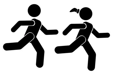 Simple Vector Set 2 Stick man and Woman run or jogging, Sport Cardio Isolated 스톡 일러스트
