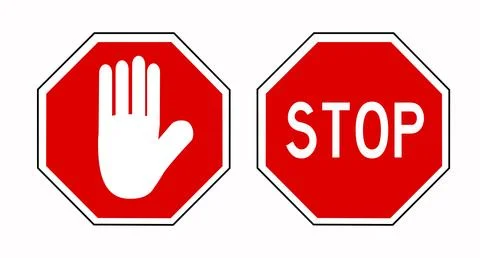 Simple vector set 2 stop hexagon sign, isolated on white Stock Illustration