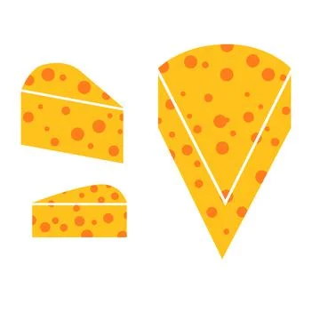 Simple Vector Set 3 Cheese at different perspective Stock Illustration