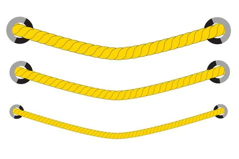 Simple Vector Set 3 Different Size Yellow Hanging Rope out from hole Stock Illustration