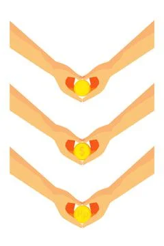 Simple Vector Set 3 illustration for money grubber, holding golden coin isola Stock Illustration