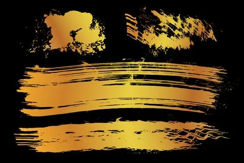 Simple Vector Set 4 Golden Abstract Black Scribble Brush Stock Illustration