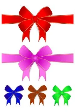 Simple vector set 5 various knot tape isolated on white Stock Illustration