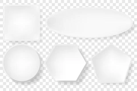 Simple Vector Set 5 white basic shape square, circle, oval, hexagon, pentagon 스톡 일러스트