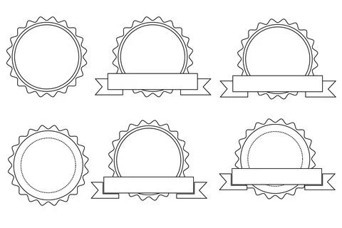 Simple Vector Set 6 Template symbol, Circle with Star Stock Illustration