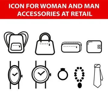 Simple Vector Set Accessories Man and Woman for retail selling area Stock Illustration