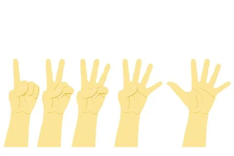 Simple Vector Set of Counting or Voting Hand, Isolated on White Stock Illustration