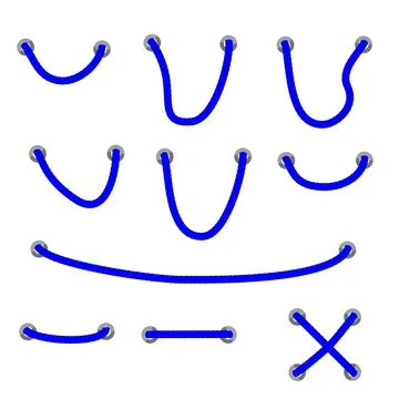 Simple Vector Set Different style Blue Rope out from hole, isolated on white Stock Illustration