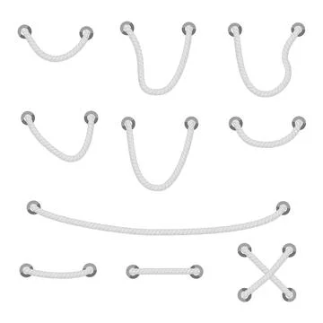 Simple Vector Set Different style Gray Rope out from hole, isolated on white Stock Illustration