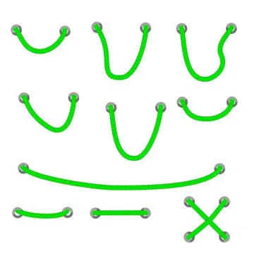 Simple Vector Set Different style green Rope out from hole, isolated on white Stock Illustration
