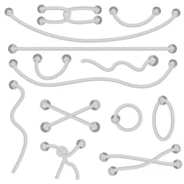 Simple Vector Set Different style Gray Rope out from hole, isolated on white Stock Illustration