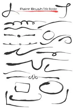 Simple Vector Set of Doodle Title Border Paint Brush Effect Illustrazione stock