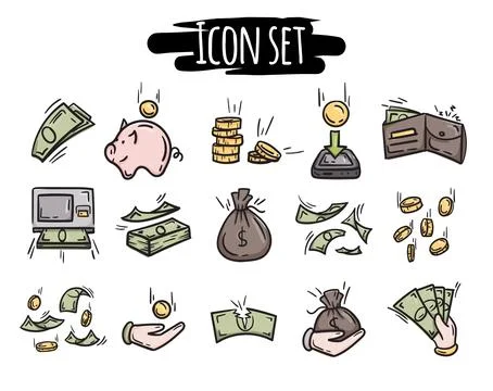 Simple vector set of icons money, business, sales Stock Illustration