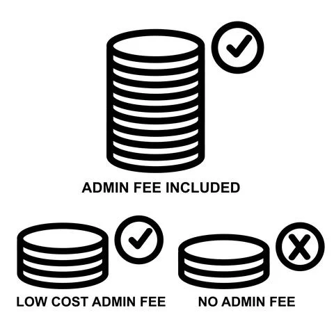 Simple Vector Set Symbol 3 category of Admin Fee, isolated on white Stockillustratie