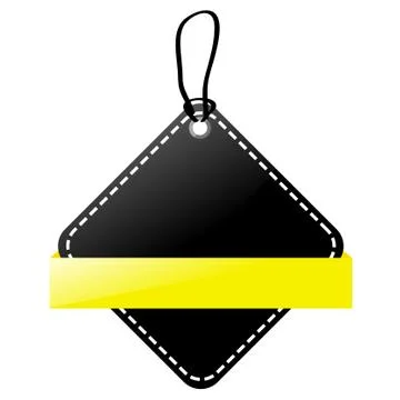 Simple Vector Shinning Black and Yellow Blank Tag, isolated on white Stock Illustration