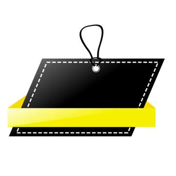 Simple Vector Shinning Black and Yellow Blank Tag, isolated on white Stock Illustration