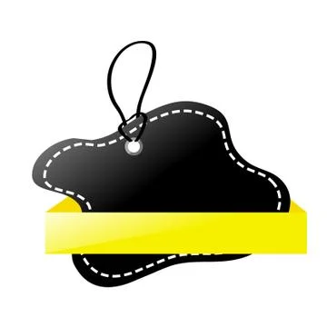 Simple Vector Shinning Black and Yellow Blank Tag, isolated on white Stock Illustration