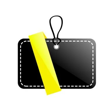 Simple Vector Shinning Black and Yellow Blank Tag, isolated on white Stock Illustration