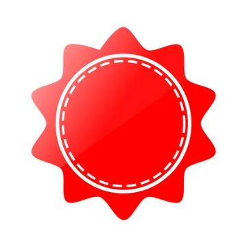 Simple Vector Shinning Sun Shape Red and Yellow Blank Tag, isolated on white Stock Illustration