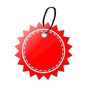 Simple Vector Shinning Sun Shape Red and Yellow Blank Tag, isolated on white Stock Illustration